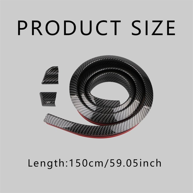 CHRYMUM Car Rear Spoiler Roof Lip Kit, Carbon Fiber 3D Rubber Trunk Spoiler Trim Strip, Car Rear Spoiler Kit, Auto Exterior Accessories Punch-Free Installation for Most Cars - Image 2